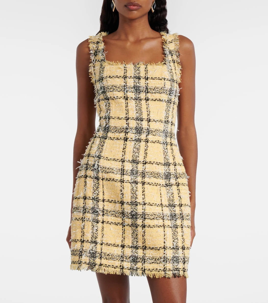Balmain - Checked sequined tweed minidress