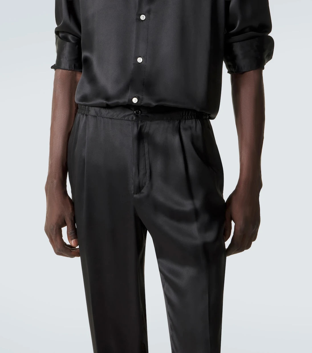 Rubinacci - Reversible silk straight pants