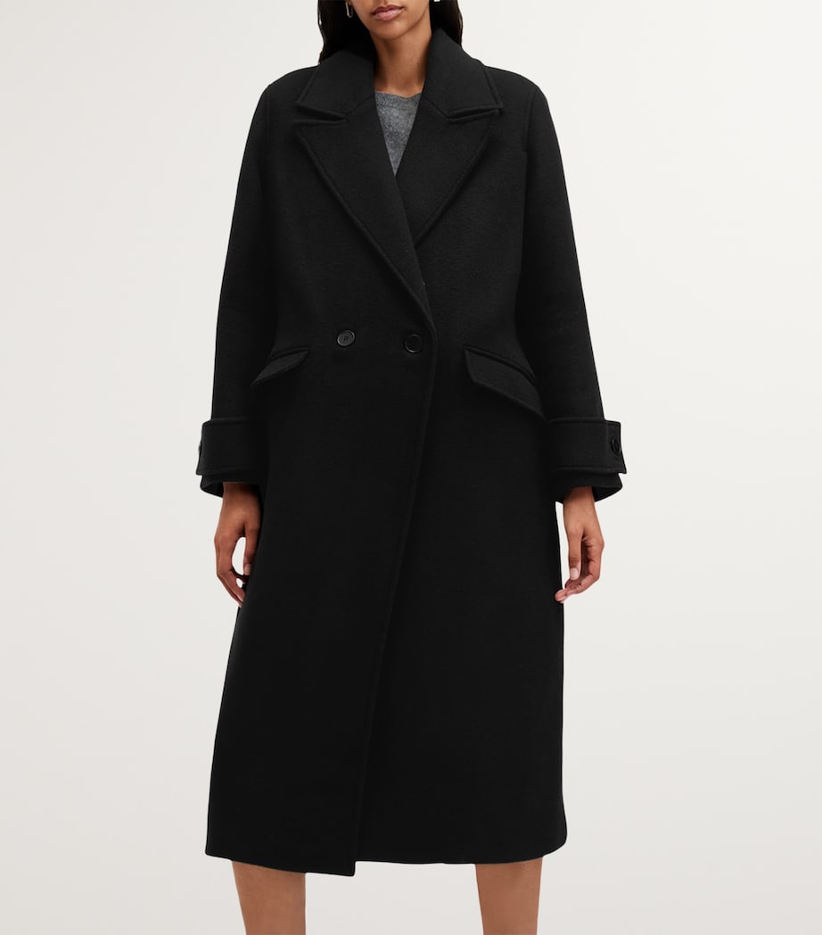 AllSaints Black Double-Breasted Mabel Coat