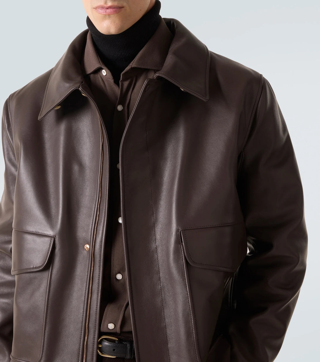 Gabriela Hearst - Shearling-trimmed leather bomber jacket
