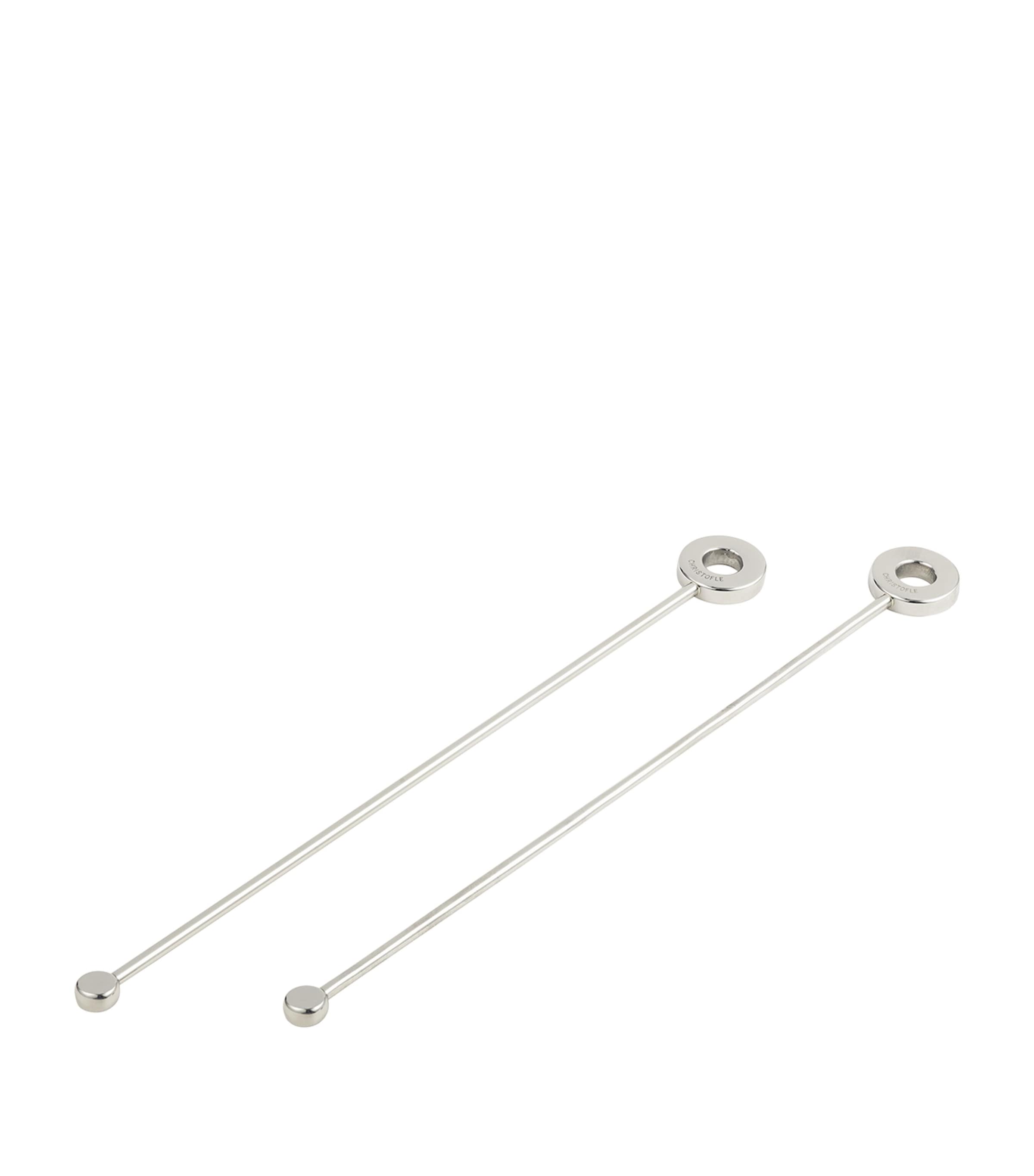Stainless Steel OH de Christofle Cocktail Stirrers (Set of 2)