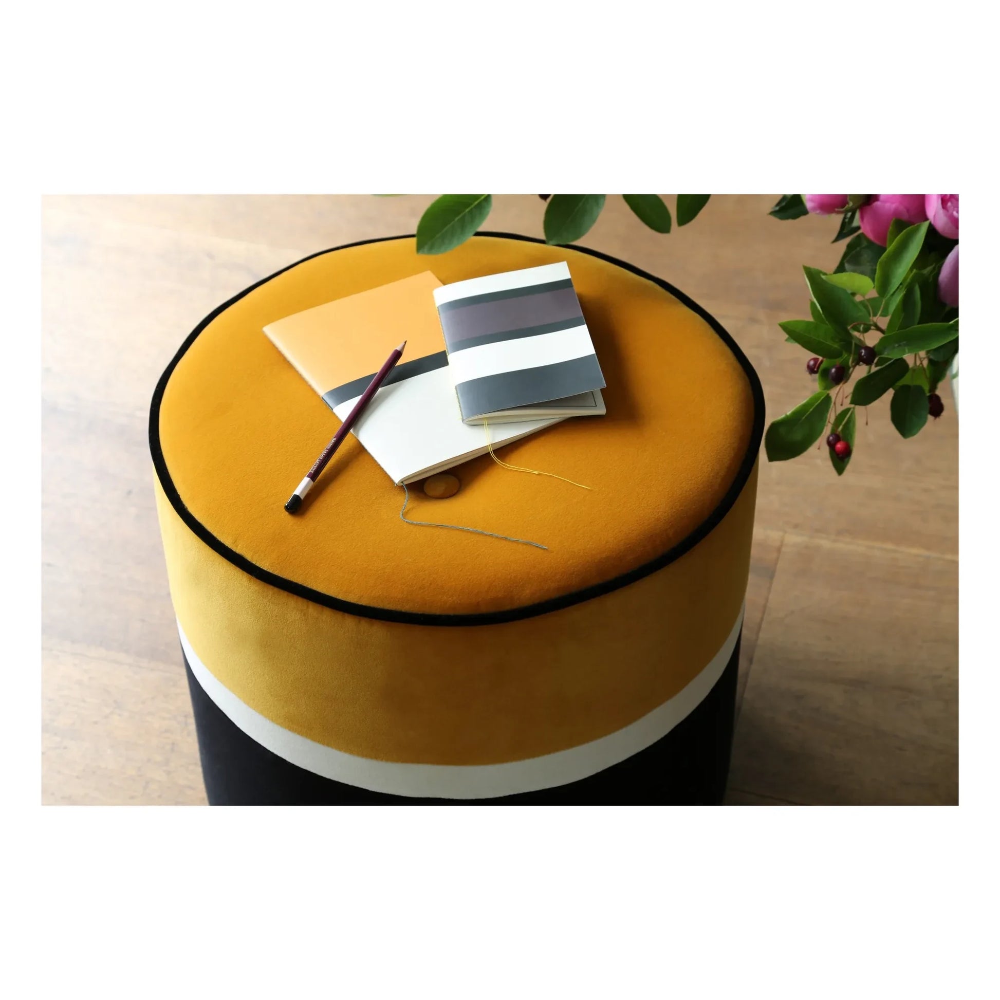 Maison Sarah Lavoine - Leo Velvet Pouffe  | Ochre