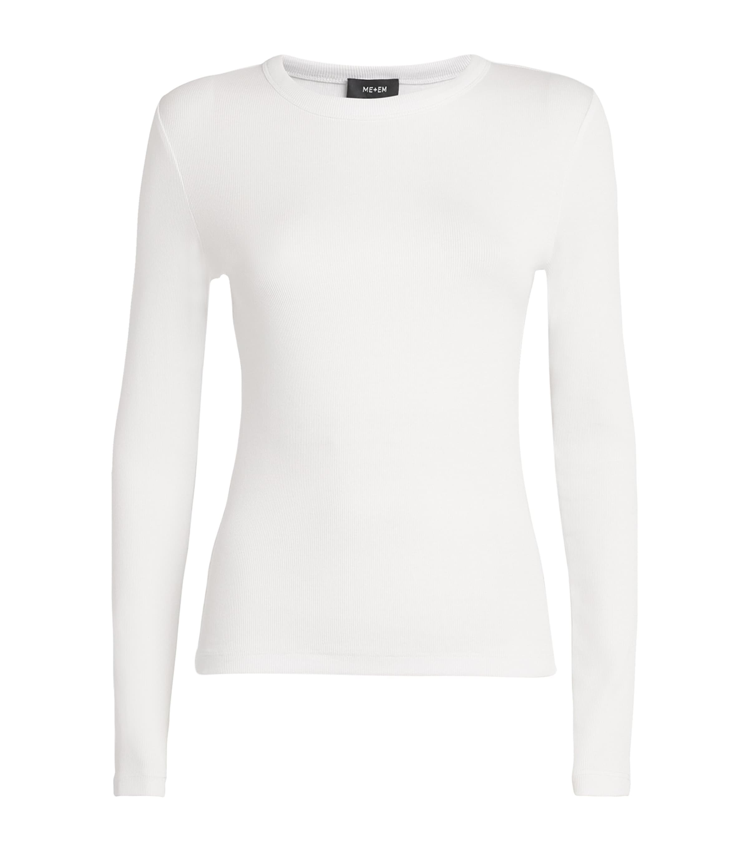 ME+EM White Cotton-Blend Long-Sleeve T-Shirt