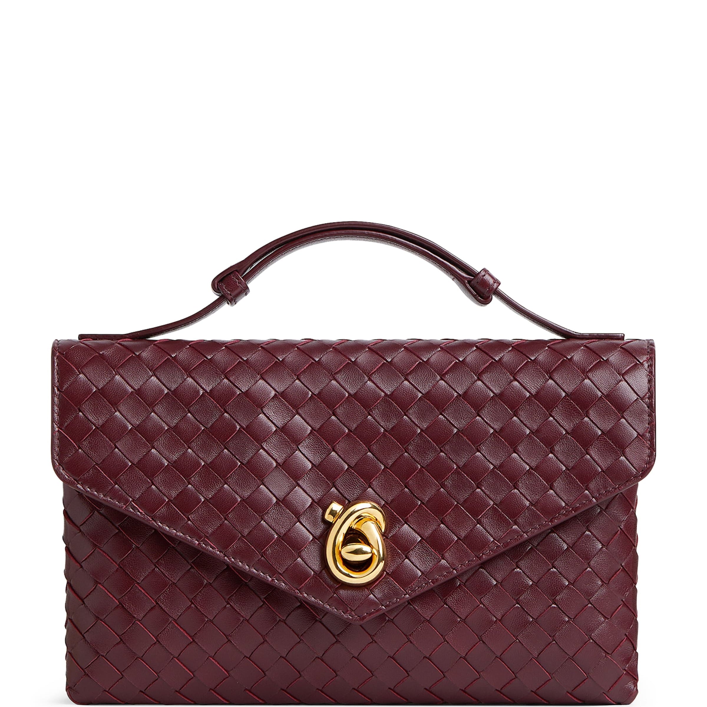 Bottega Veneta Red Lambskin Knot Lock Top-Handle Bag