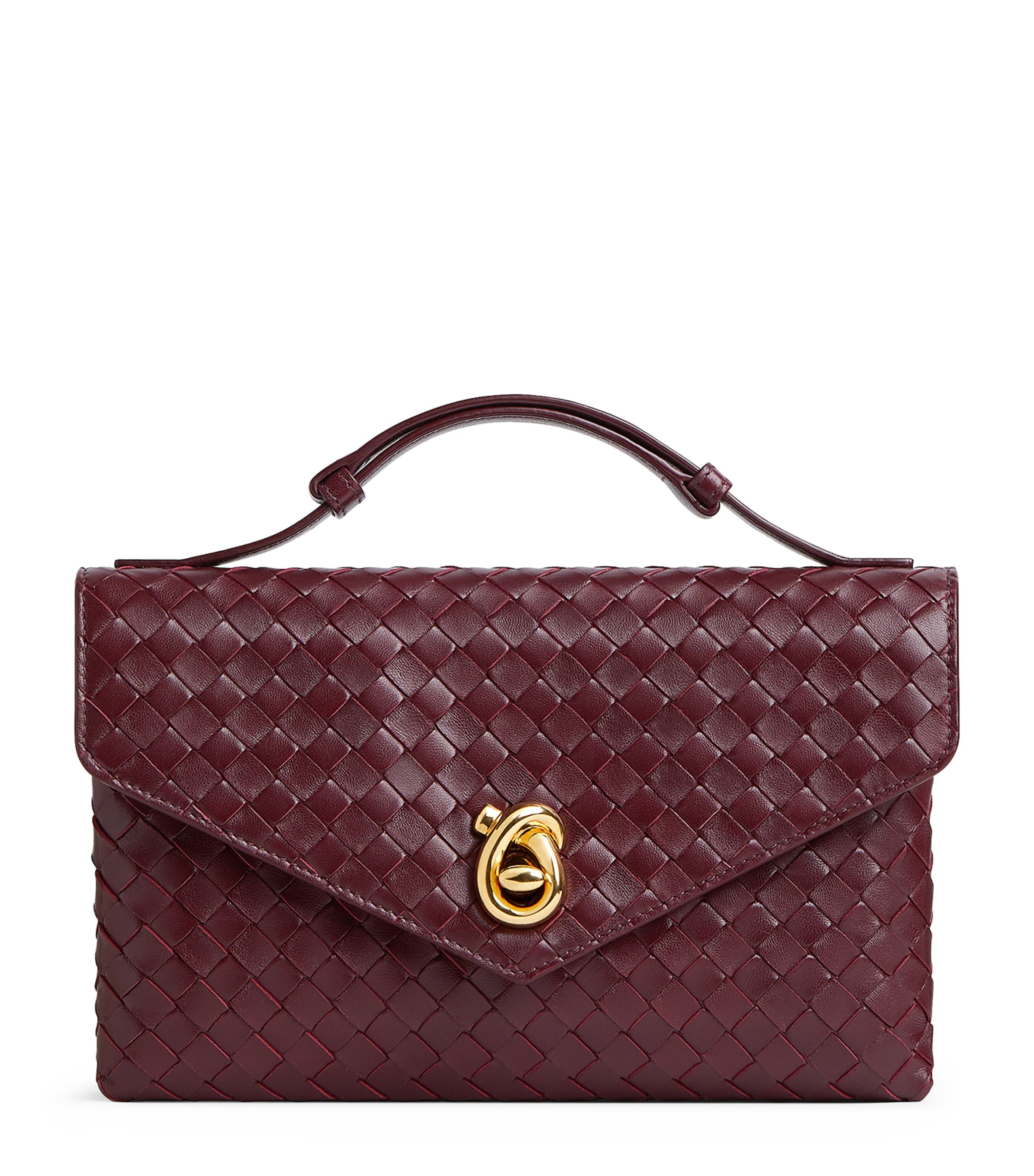 Bottega Veneta Red Lambskin Knot Lock Top-Handle Bag