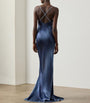 Blue Satin Maxi Dress