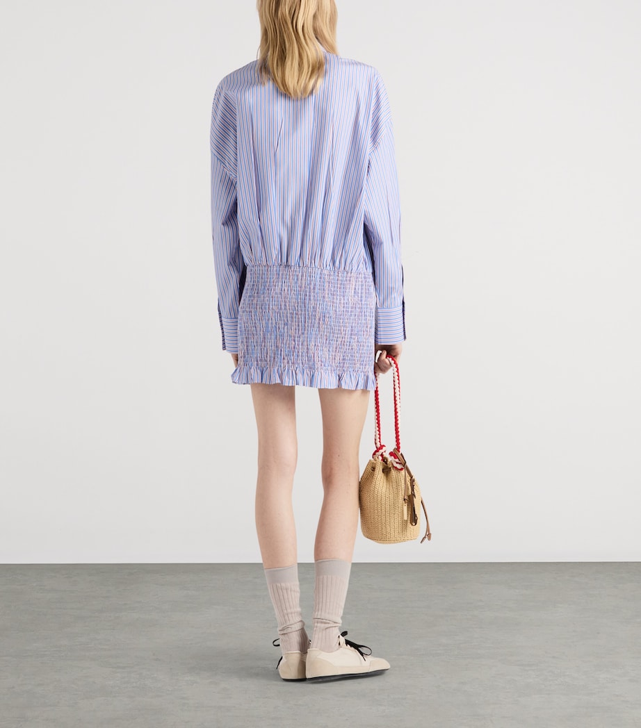 Turquoise Cotton Mini Shirt Dress