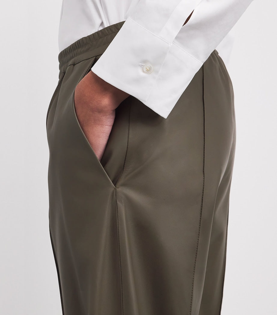 Green Lambskin Loose Trousers