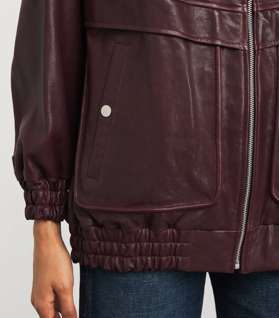 NOUR HAMMOUR Purple Beck Leather Bomber Jacket