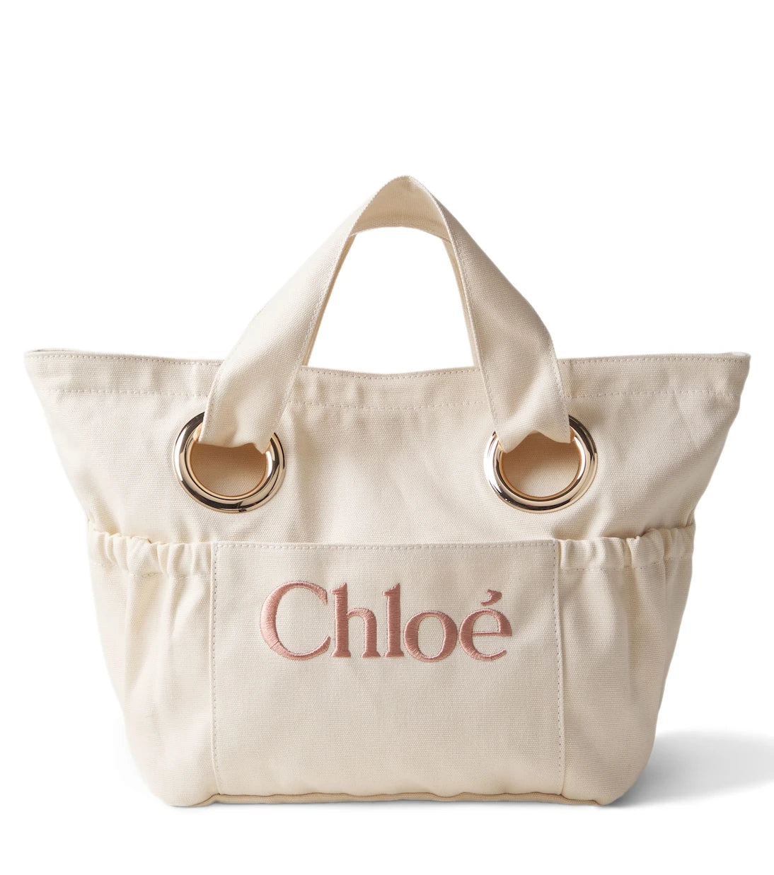 Chloé Kids - Logo leather-trimmed canvas basket bag