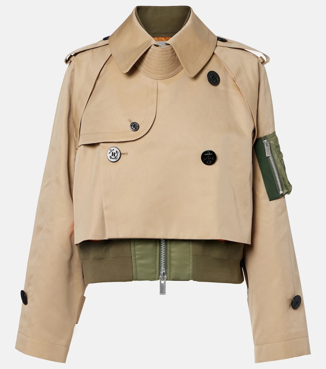 Sacai - جاكيت بومبر مبطن من مزيج القطن