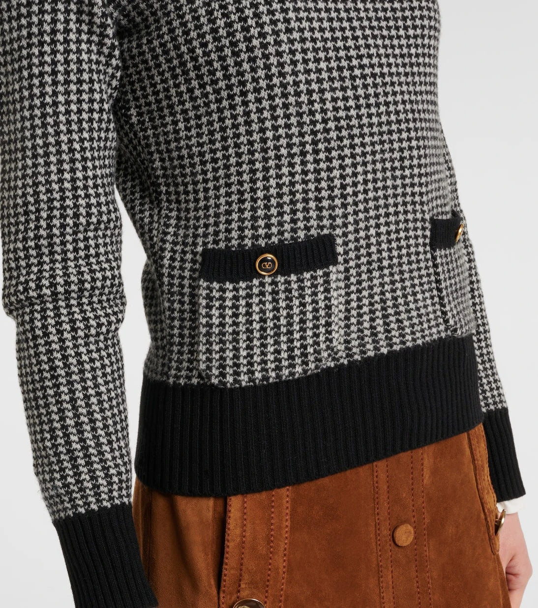 Valentino - Houndstooth virgin wool sweater
