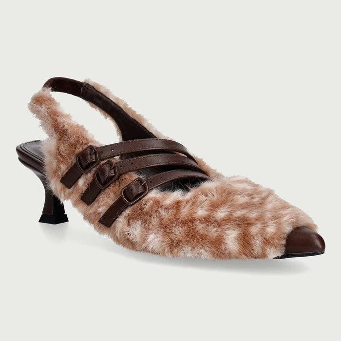 Düşük Topuklu Doelle Faux Deer Fur Kitten Heels