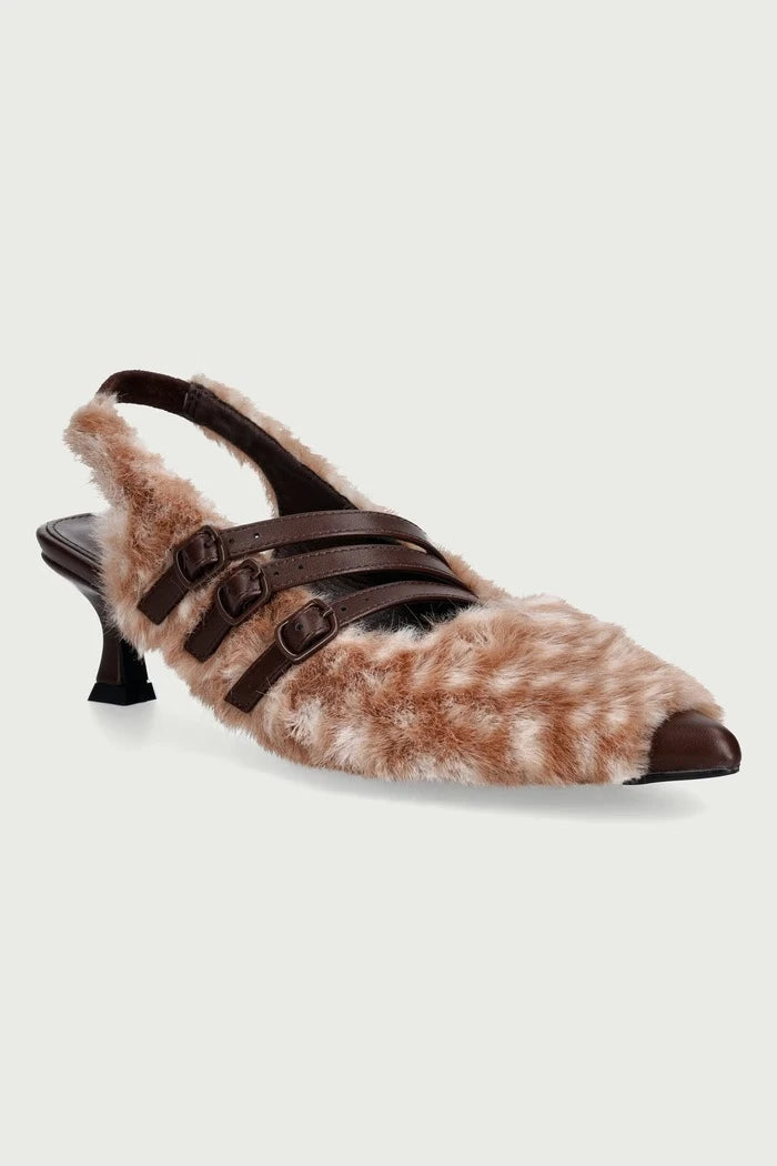 Düşük Topuklu Doelle Faux Deer Fur Kitten Heels