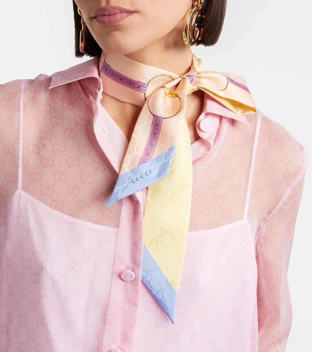 Gucci - GG Horsebit silk twill scarf