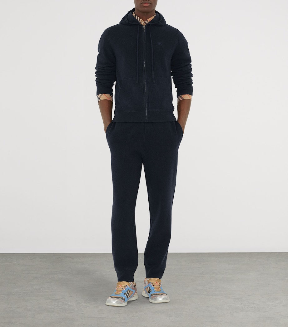 Navy Cashmere-Blend Zip-Up Slim Hoodie