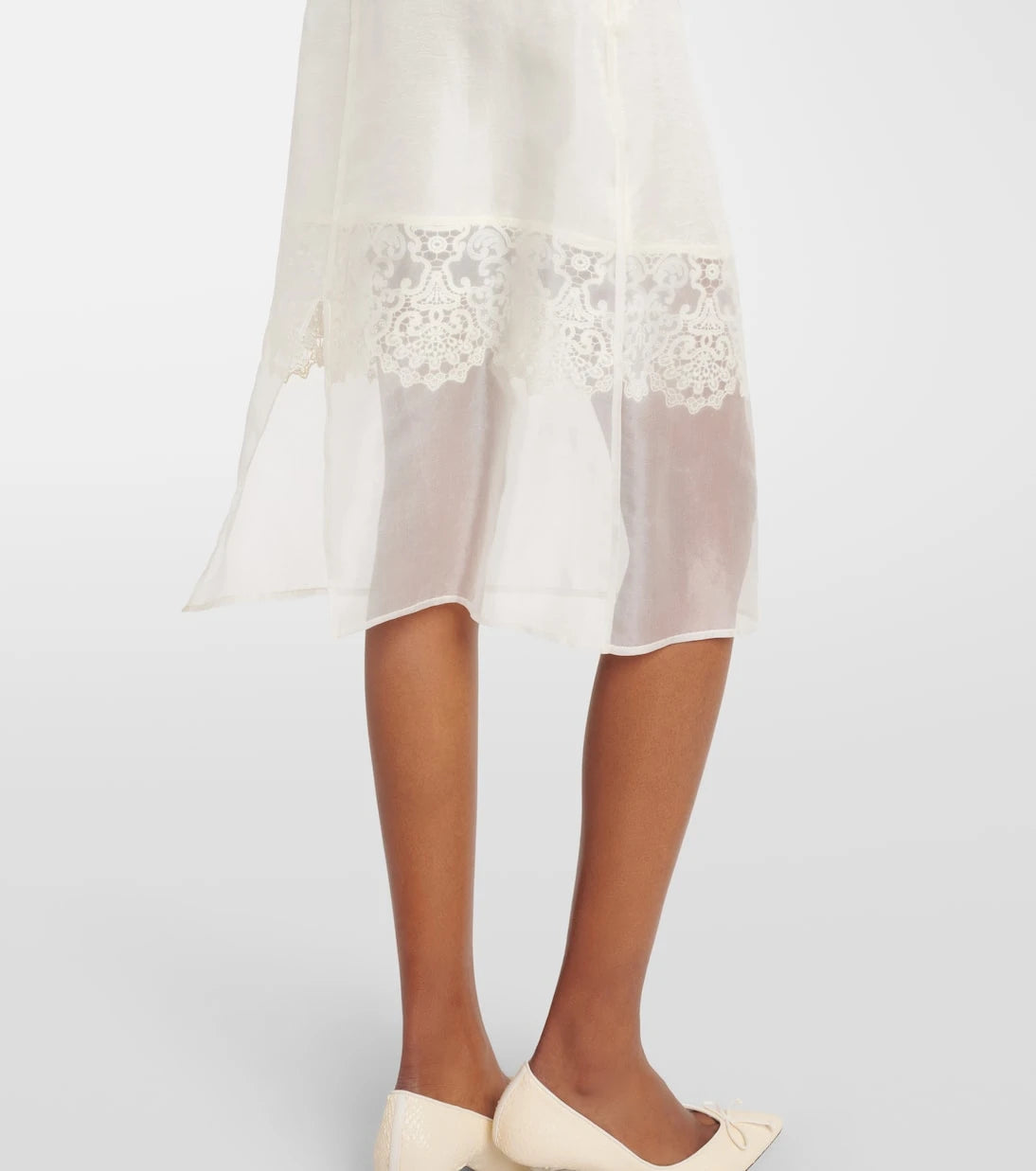 Xu Zhi - Lace-trimmed midi skirt