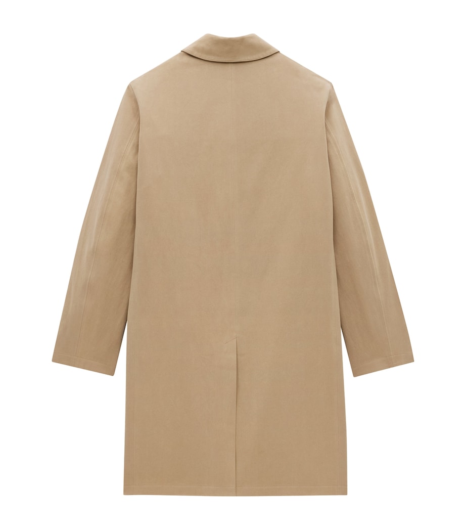 Saint Laurent Beige Cotton Gabardine Faux-Fur Lined Overcoat
