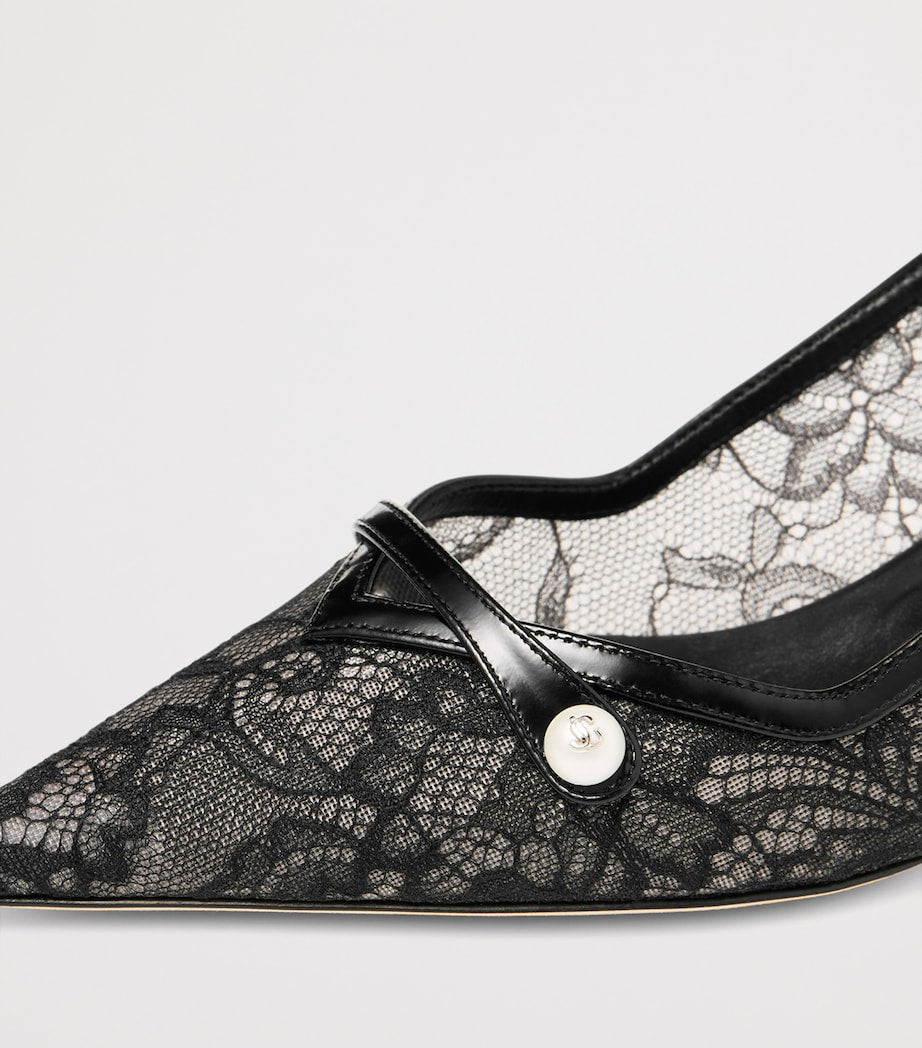 Jimmy Choo Multi Amita 45 Lace-Leather Slingback Pumps