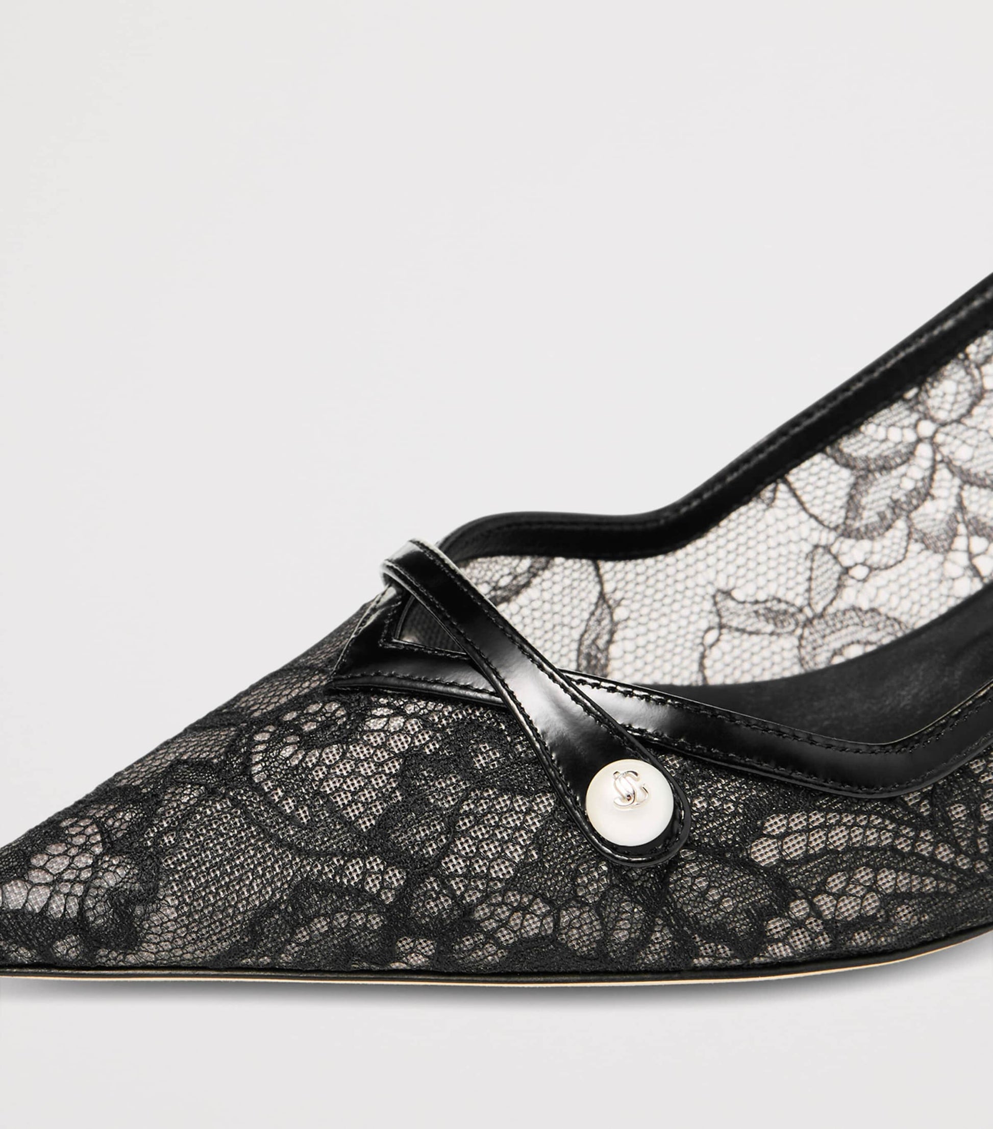 Amita 45 Lace-Leather Slingback Pumps