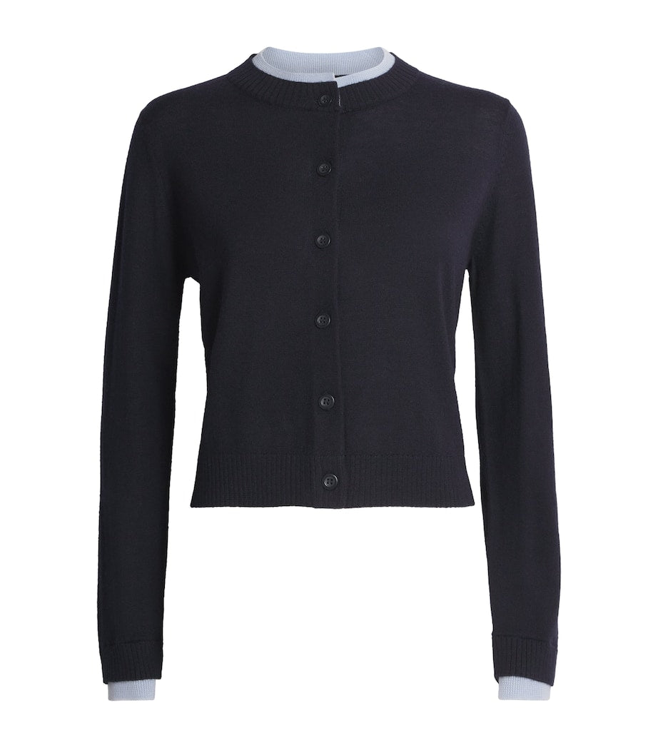 MAX&Co. Blue Virgin Wool Double-Layer Cardigan