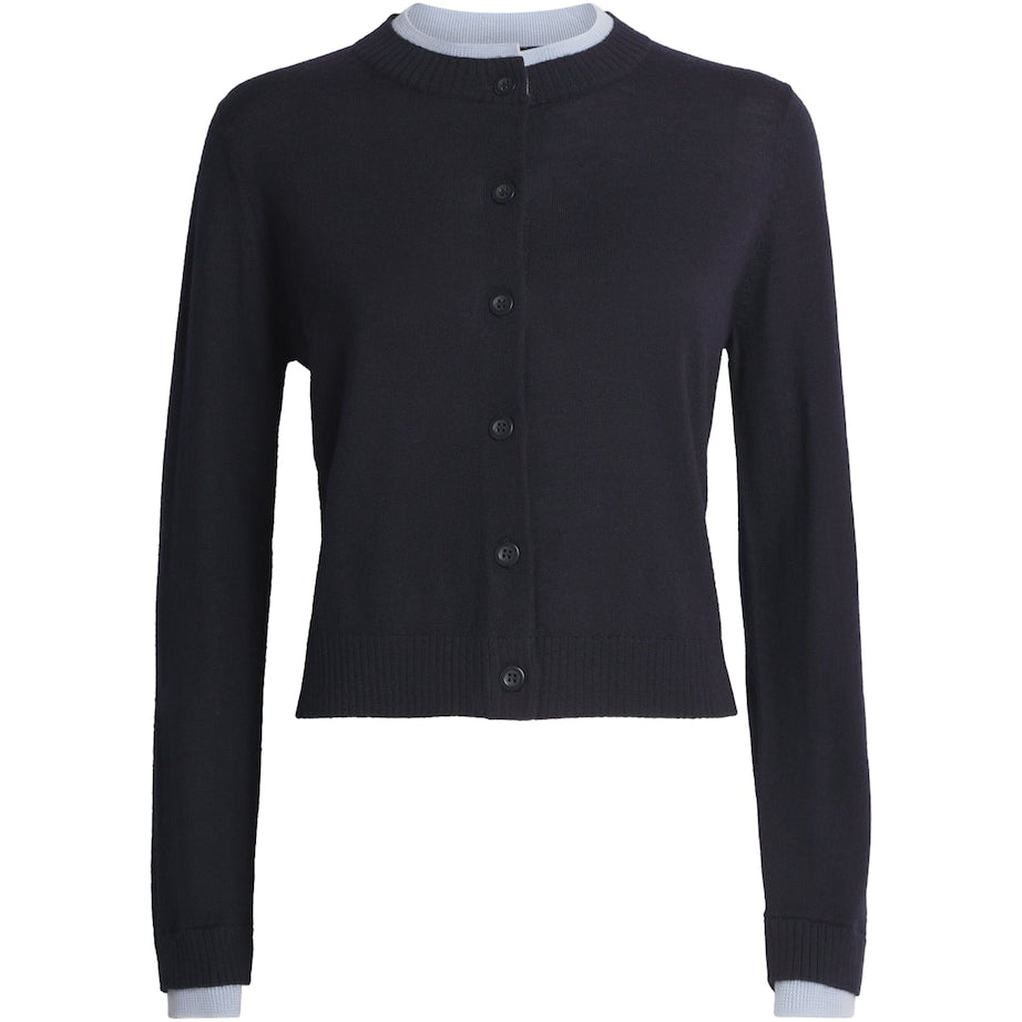 MAX&Co. Blue Virgin Wool Double-Layer Cardigan