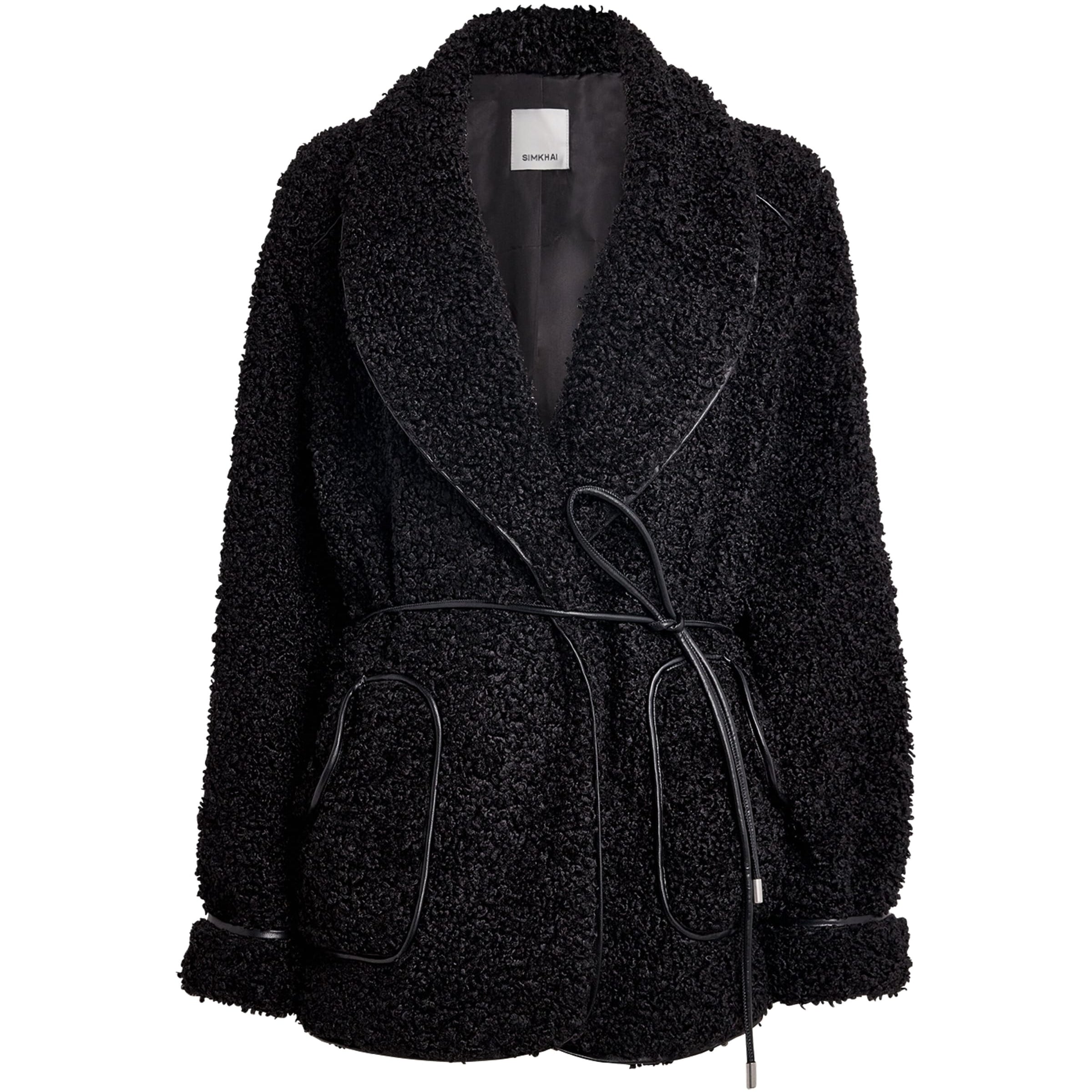 Simkhai Black Fleece Belted Kimia Jacket