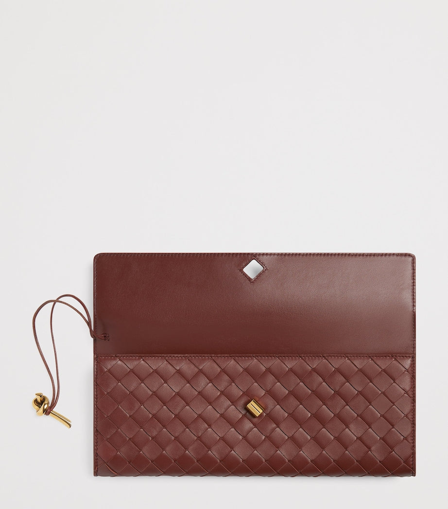 Bottega Veneta Brown Mini Lambskin Andiamo Clutch Bag