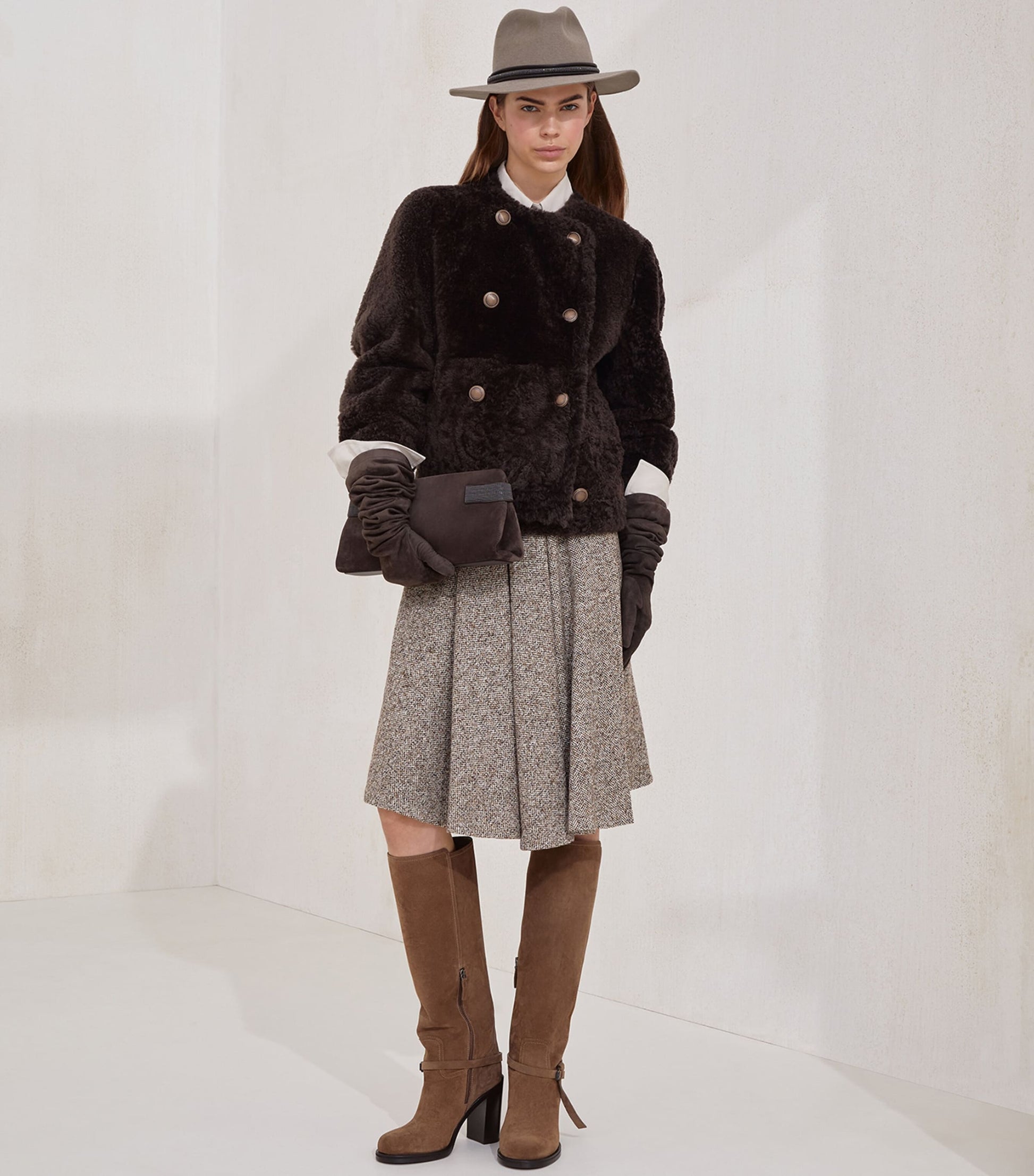 Shearling-Leather Reversible Pea Coat