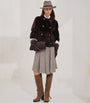 Brunello Cucinelli Brown Shearling-Leather Reversible Pea Coat