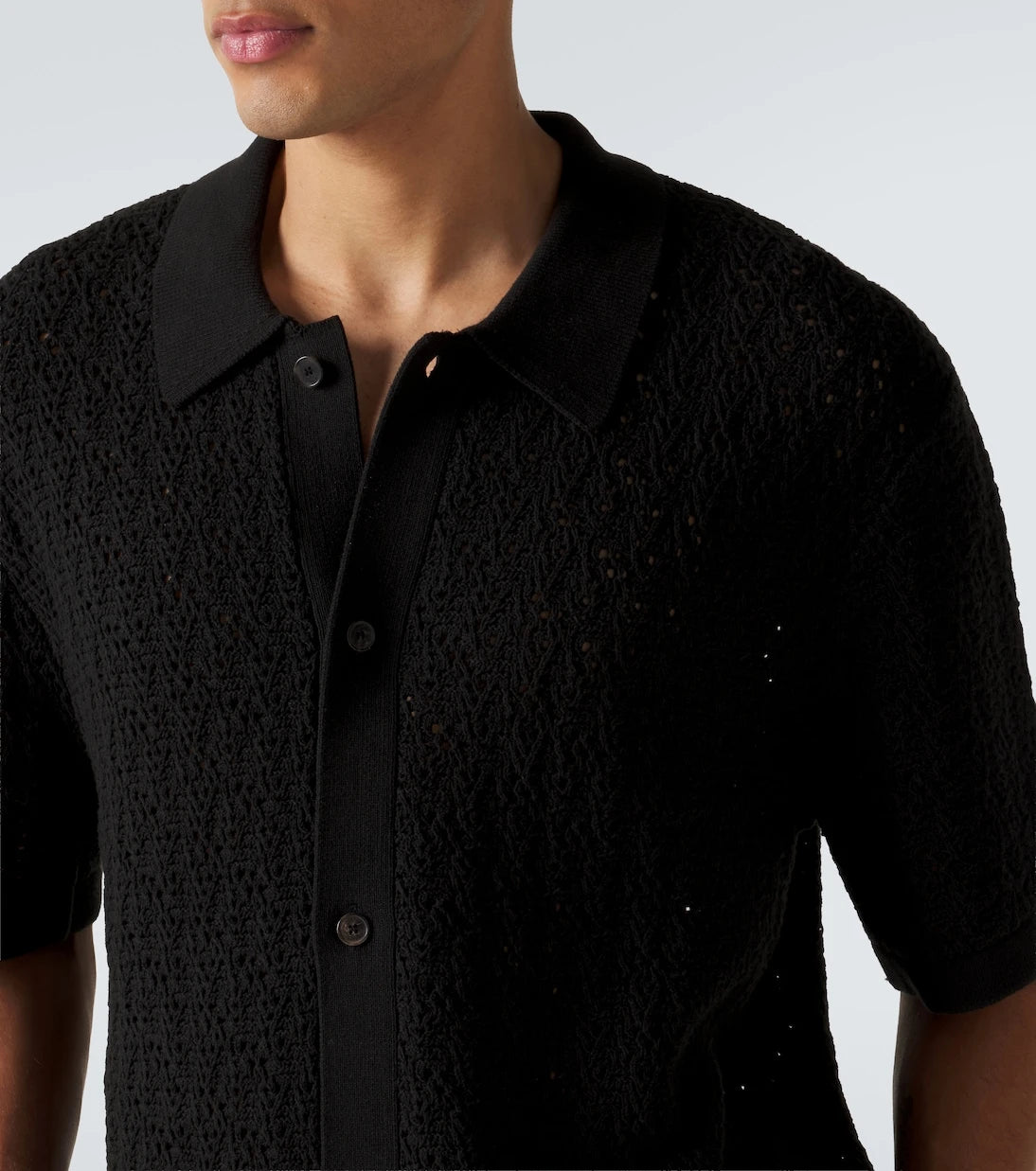 Frame - Crochet cotton-blend polo shirt