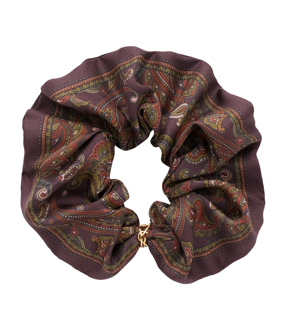Brown Silk Paisley Scrunchie