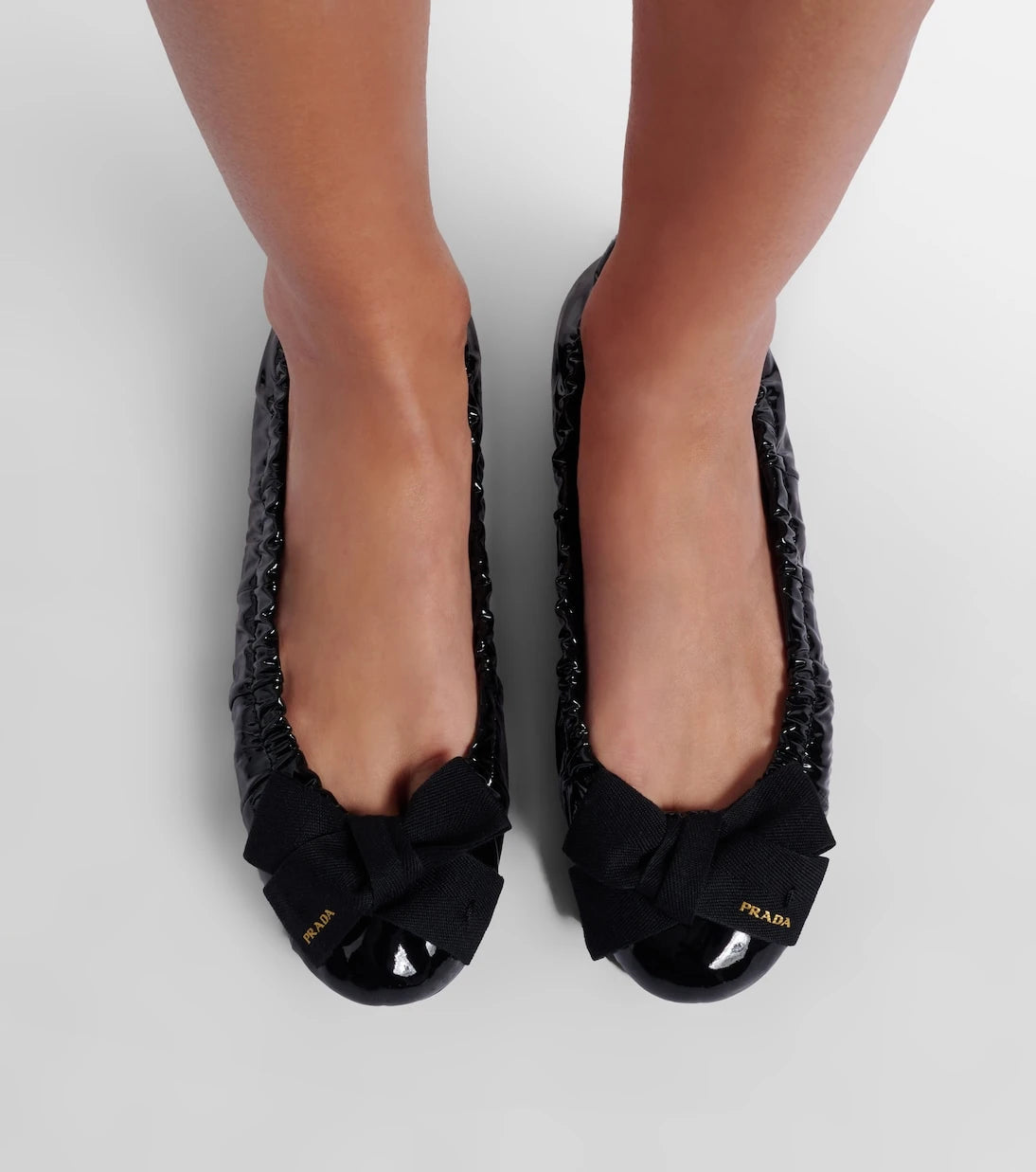 Prada - Bow-detail patent leather ballet flats