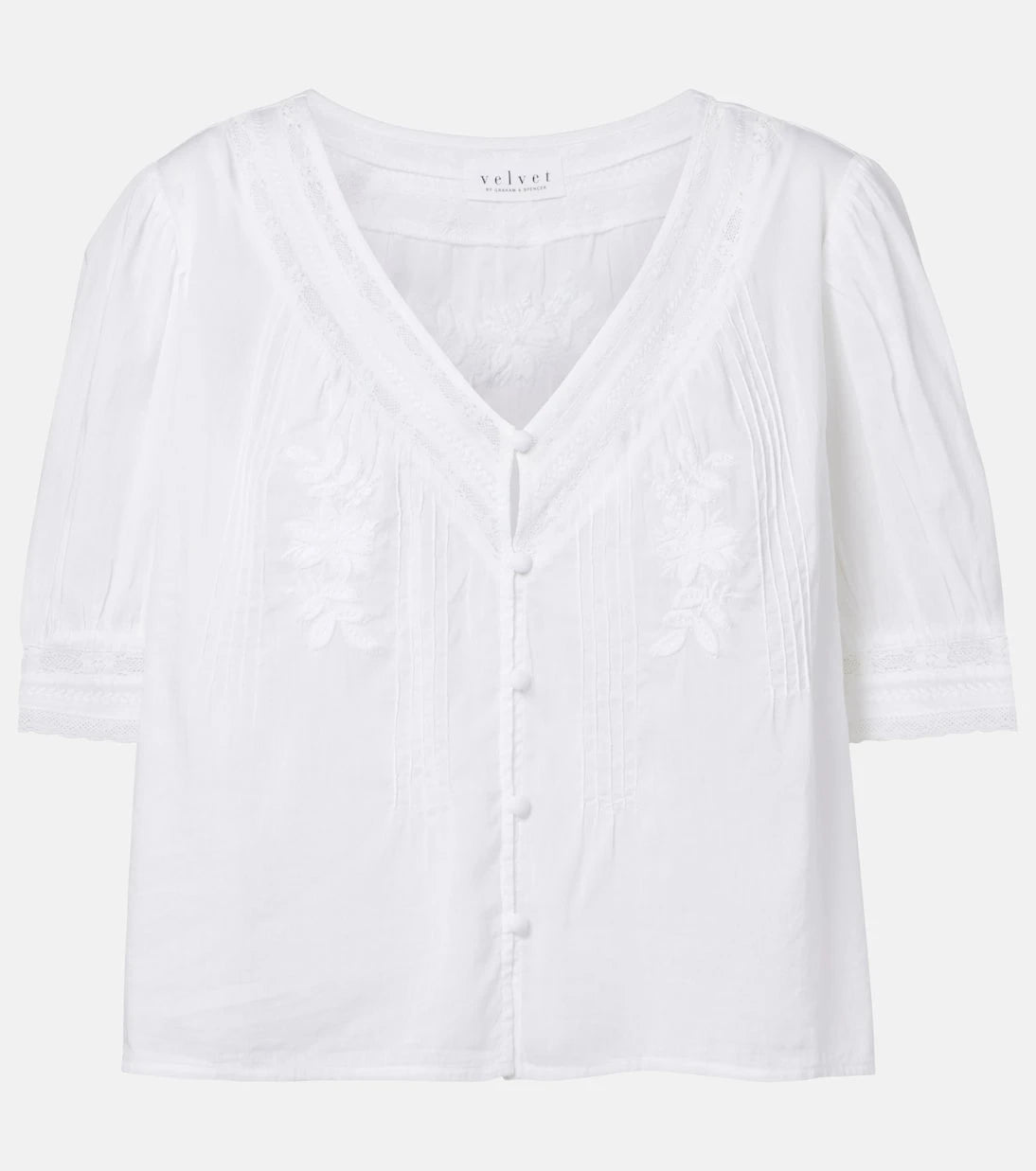 Velvet - Mavis lace-trimmed cotton blouse