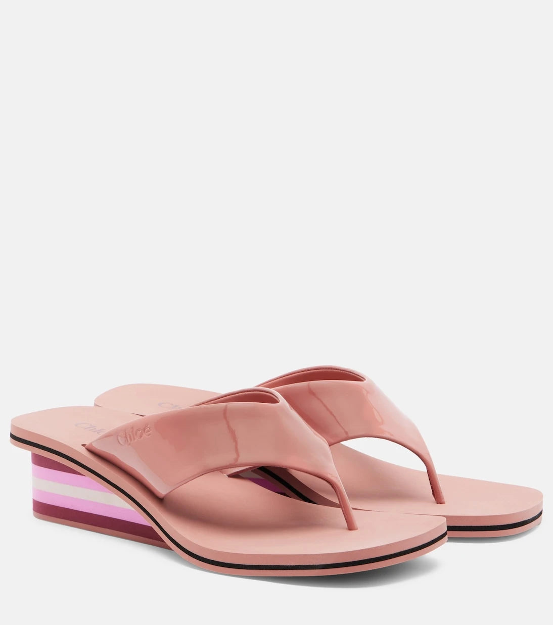 Chloé - Swimming Cool leather wedge thong sandals