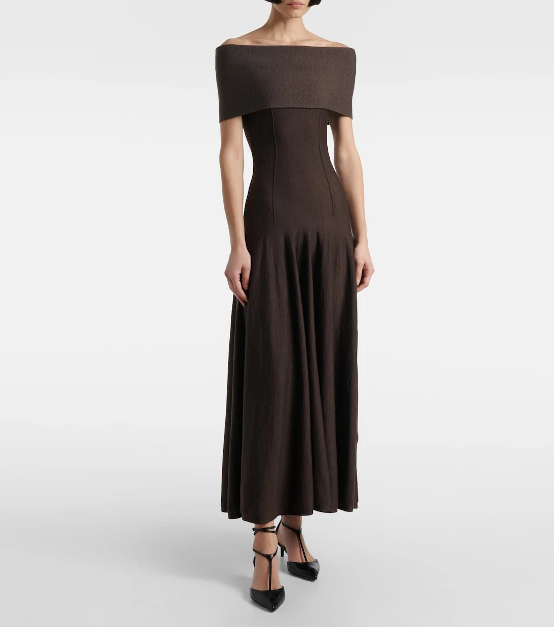 Khaite - Ava off-shoulder wool-blend maxi dress