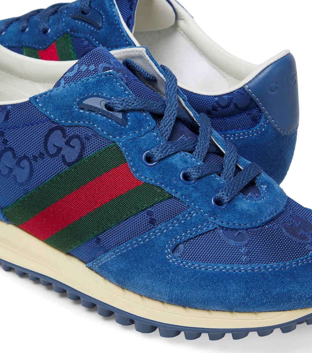 Gucci Kids - حذاء سنيكرز ويب سترايب جي جي قماش وجلد سويدي