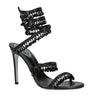 Black Satin Chandelier Sandals 105