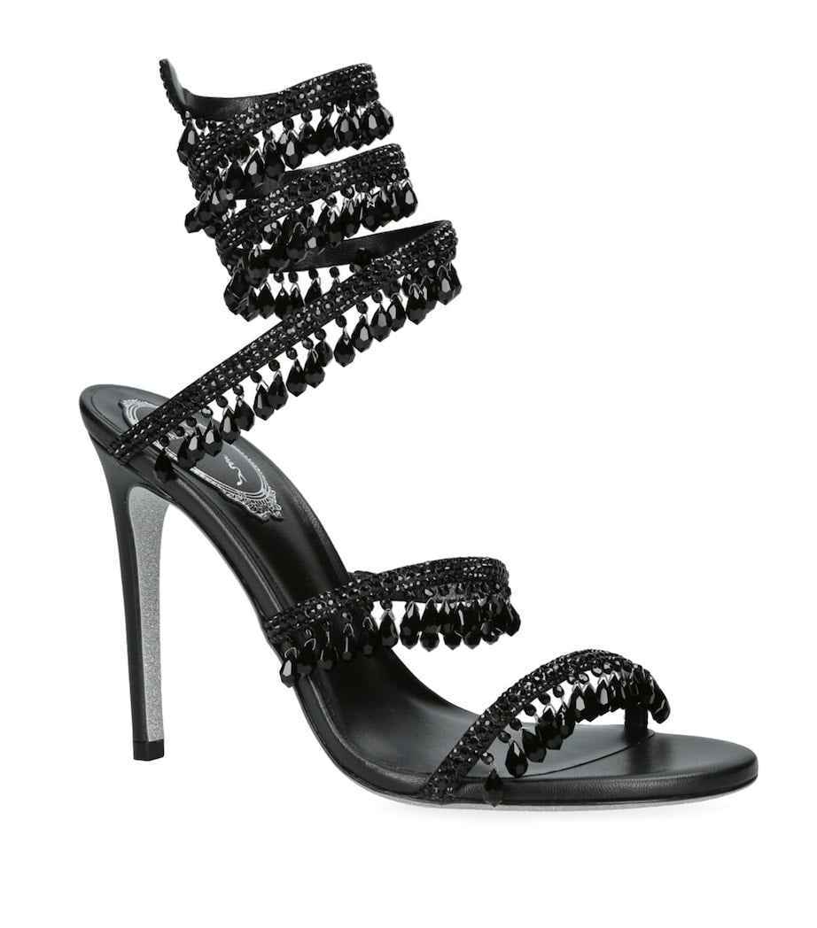 Black Satin Chandelier Sandals 105
