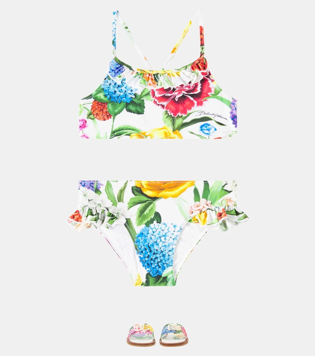 Dolce&Gabbana Kids - Floral ruffled bikini