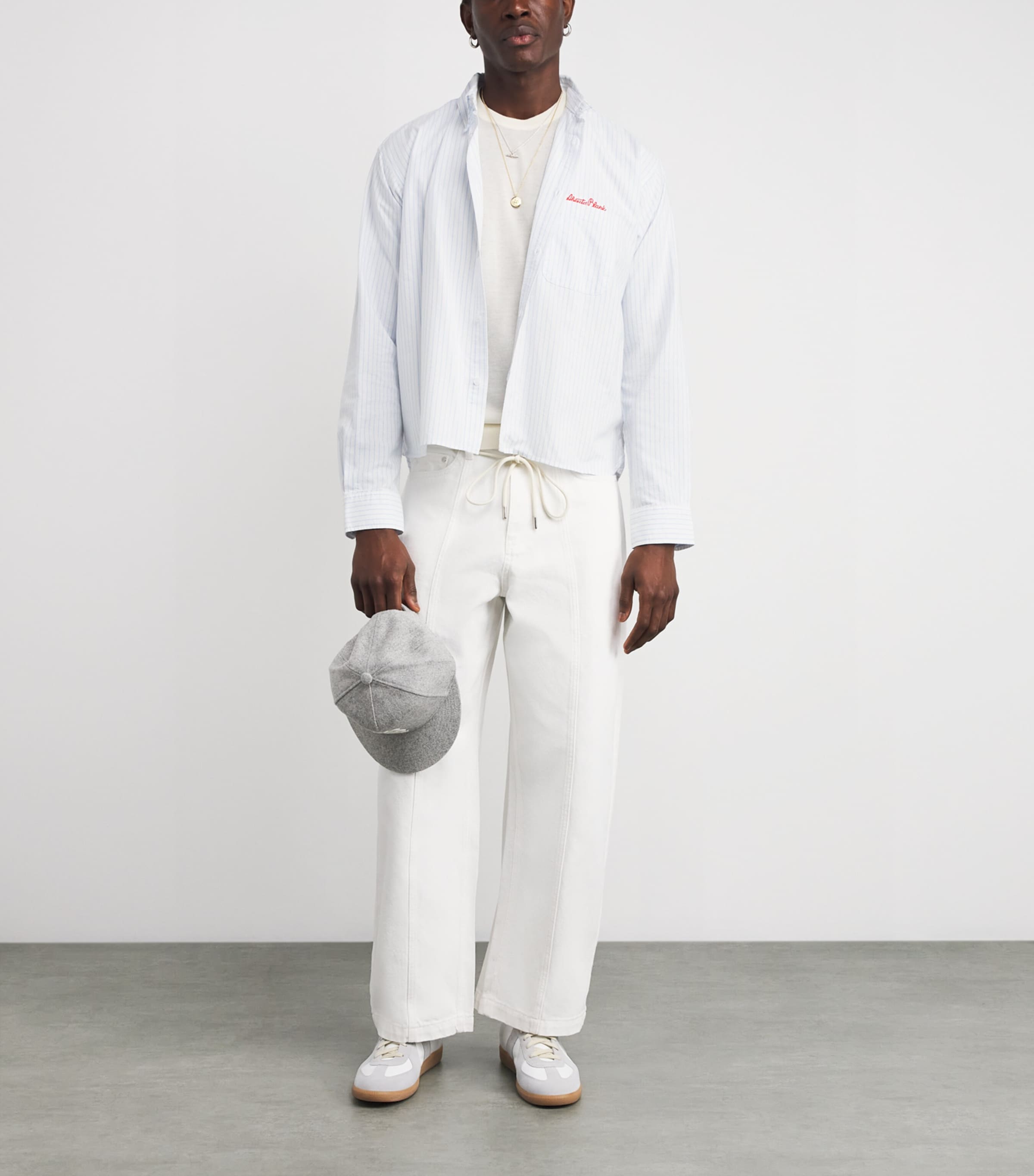 Cotton Oxford Stripe Logo Shirt