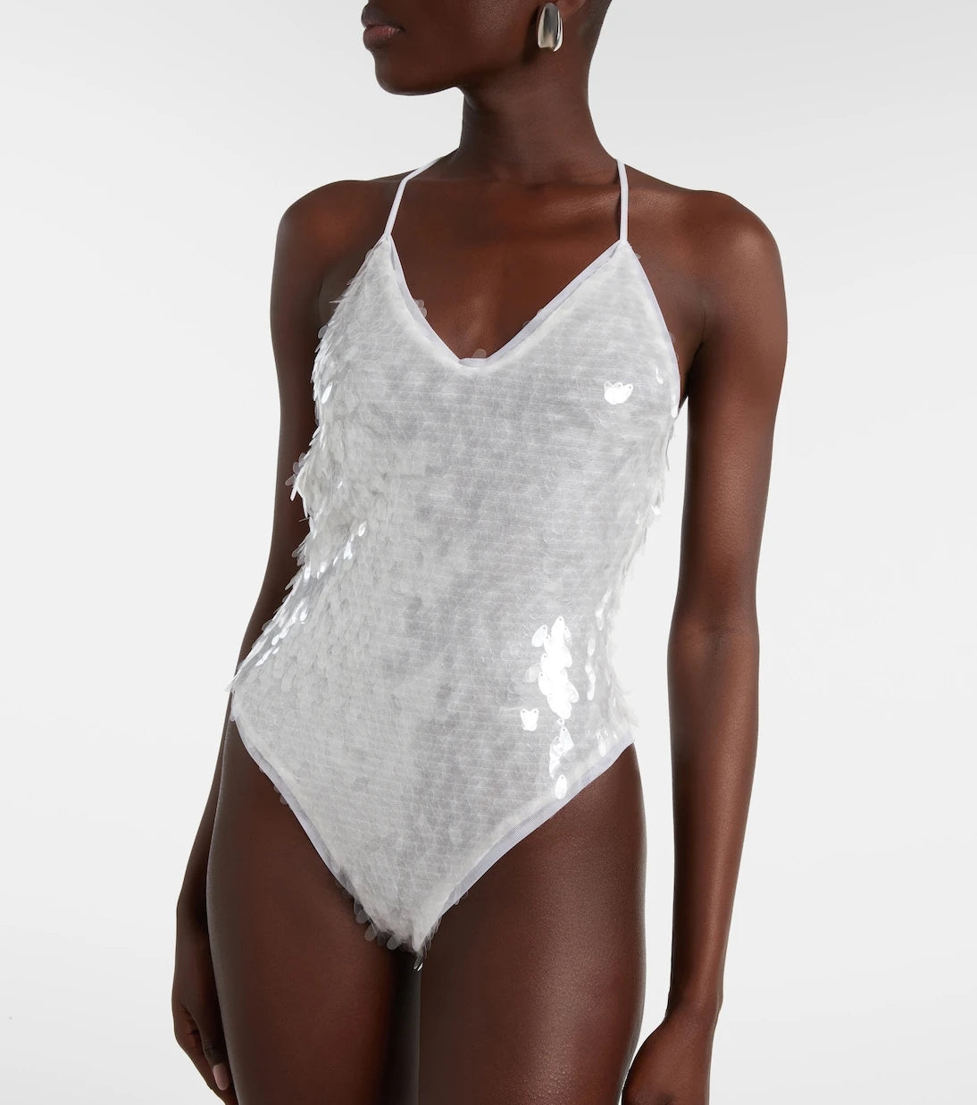 Norma Kamali - Fara sequined semi-sheer mesh bodysuit