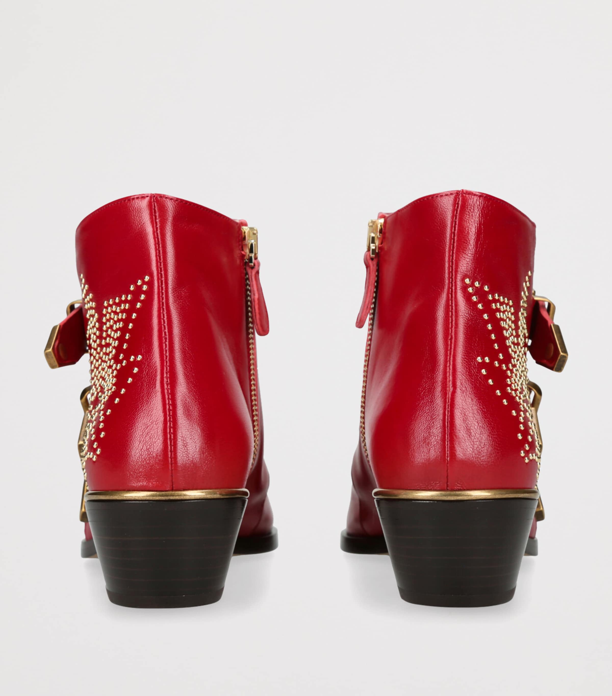 Chloé Red Leather Susanna Western Ankle Boots 40