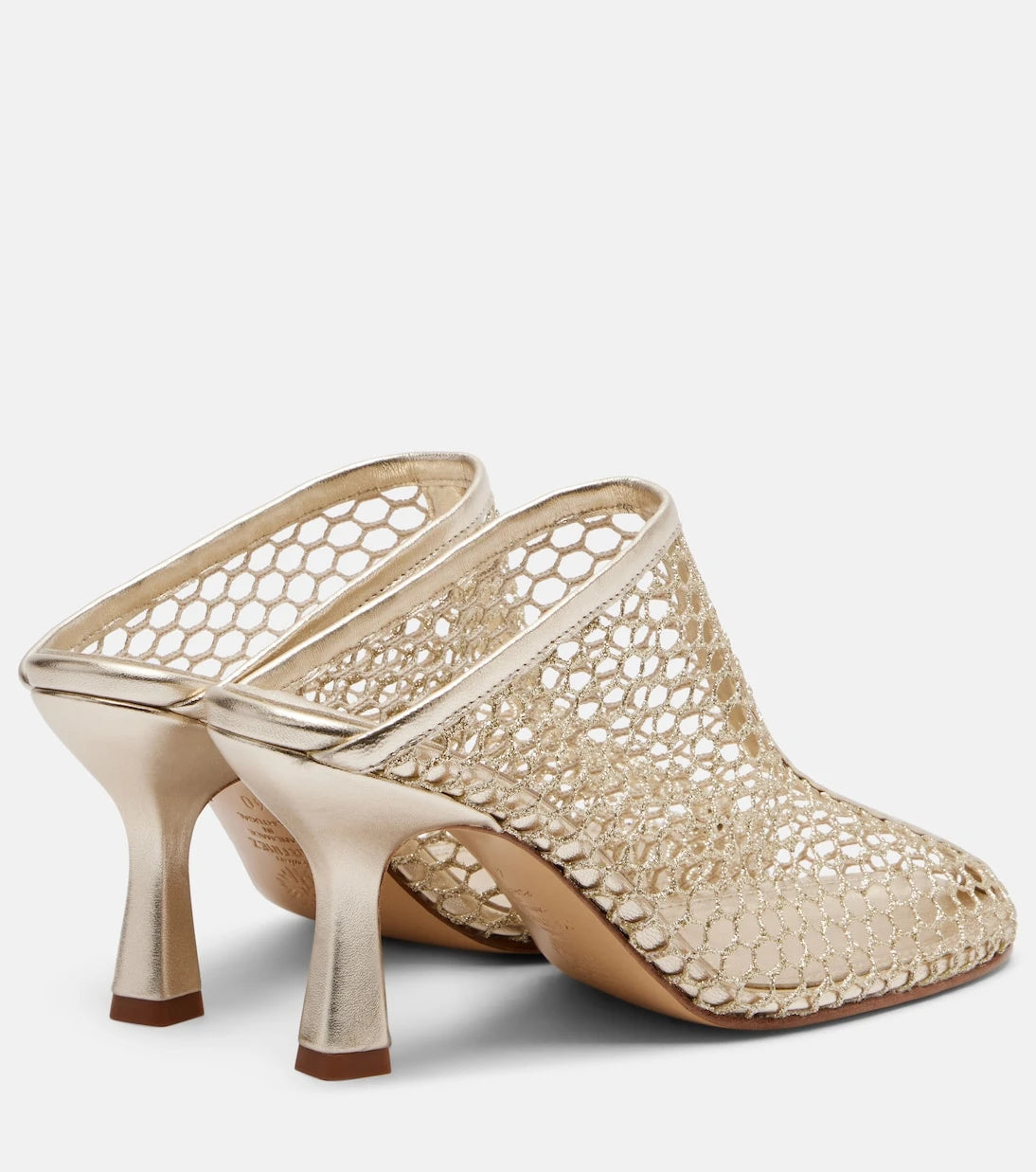 Souliers Martinez - Giulia leather-trimmed fishnet mules