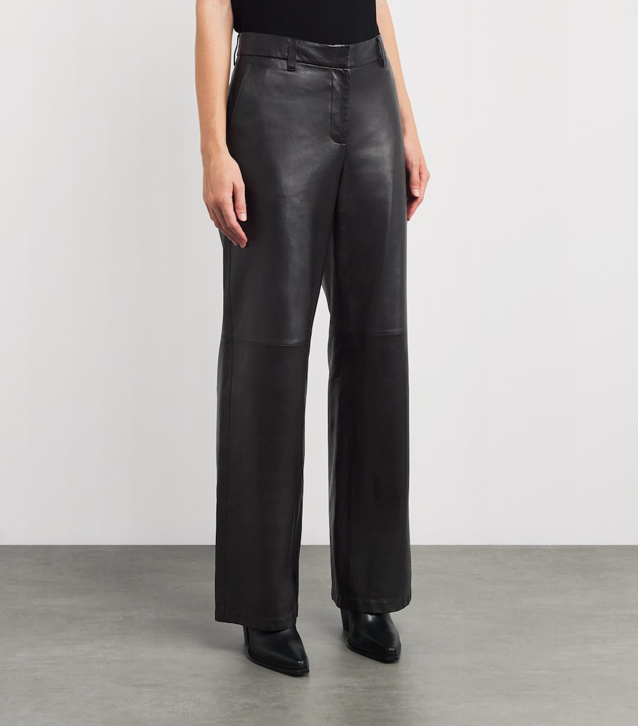 Black Lambskin Sullivan Straight Trousers