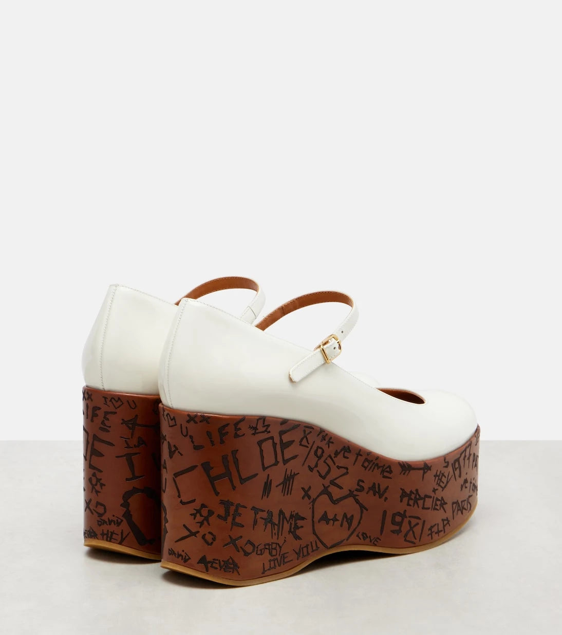 Chloé - Maxime leather Mary Jane wedge pumps