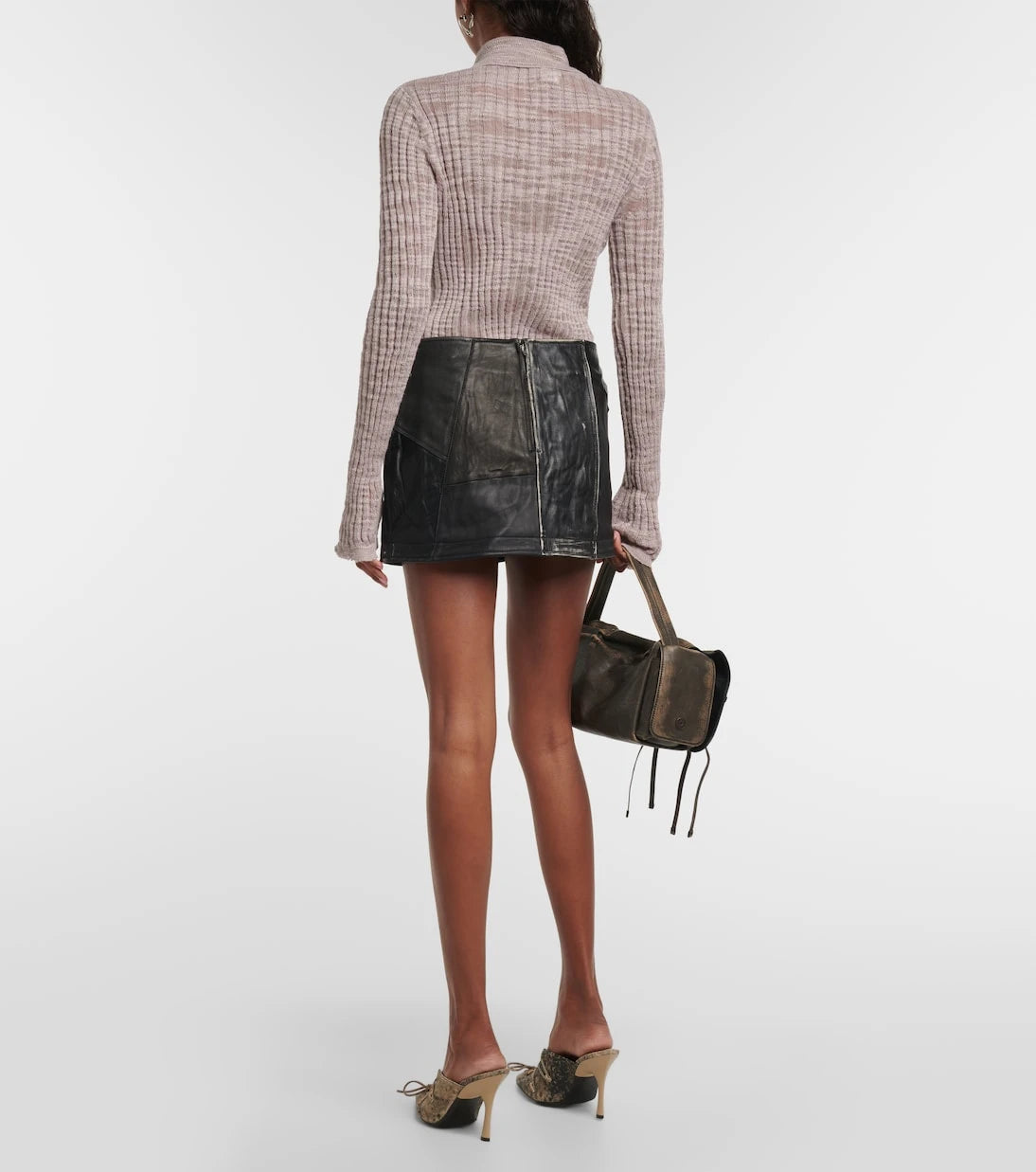 Acne Studios - Paneled leather miniskirt