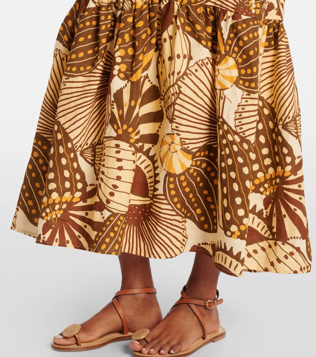 Farm Rio - Shell Mix printed linen midi dress