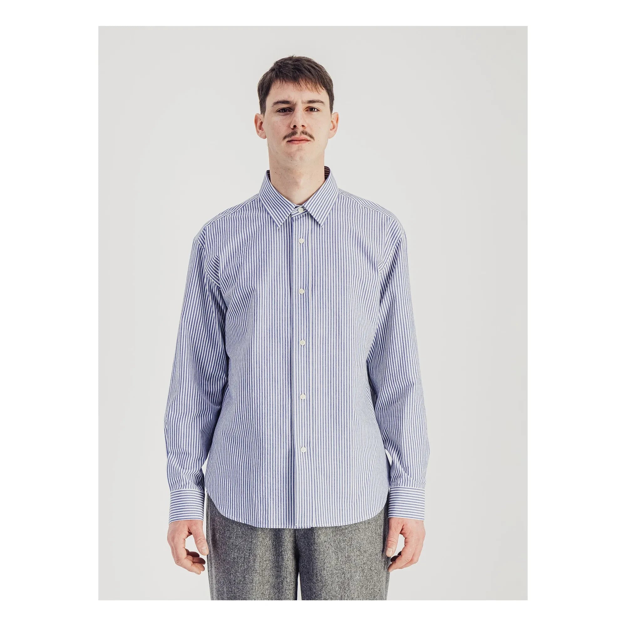 Parages - Striped Daily Shirt Cotton Poplin | Blue
