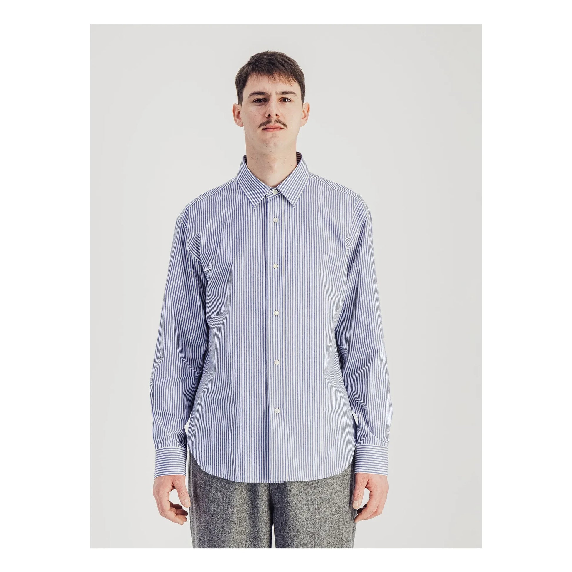 Parages - Striped Daily Shirt Cotton Poplin | Blue